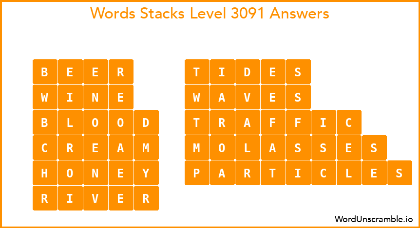 Word Stacks Level 3091 Answers