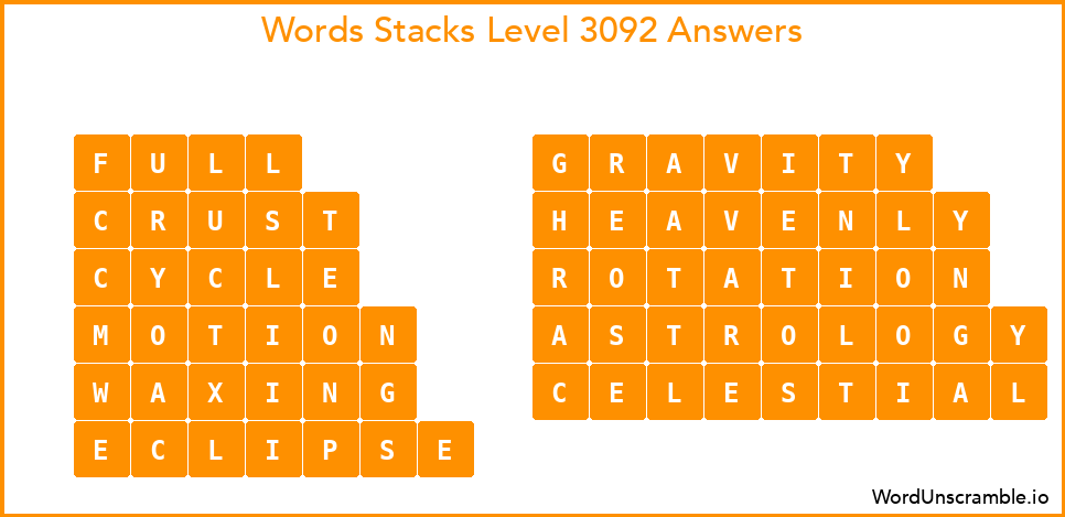 Word Stacks Level 3092 Answers