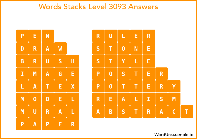 Word Stacks Level 3093 Answers