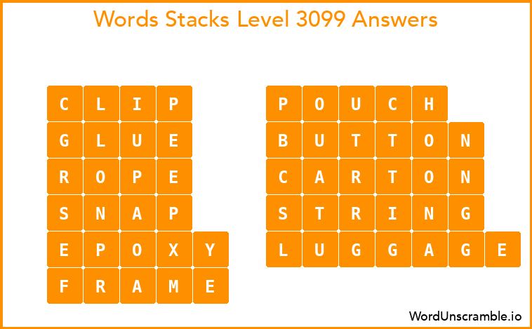 Word Stacks Level 3099 Answers