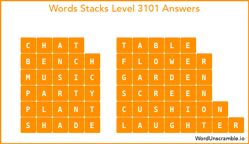 Word Stacks Level 3101 Answers