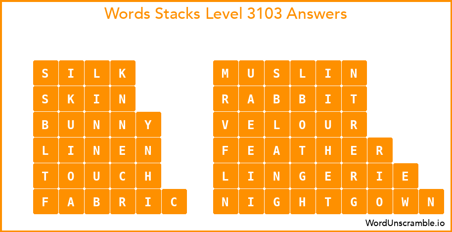 Word Stacks Level 3103 Answers