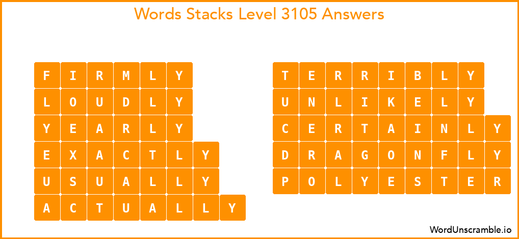 Word Stacks Level 3105 Answers