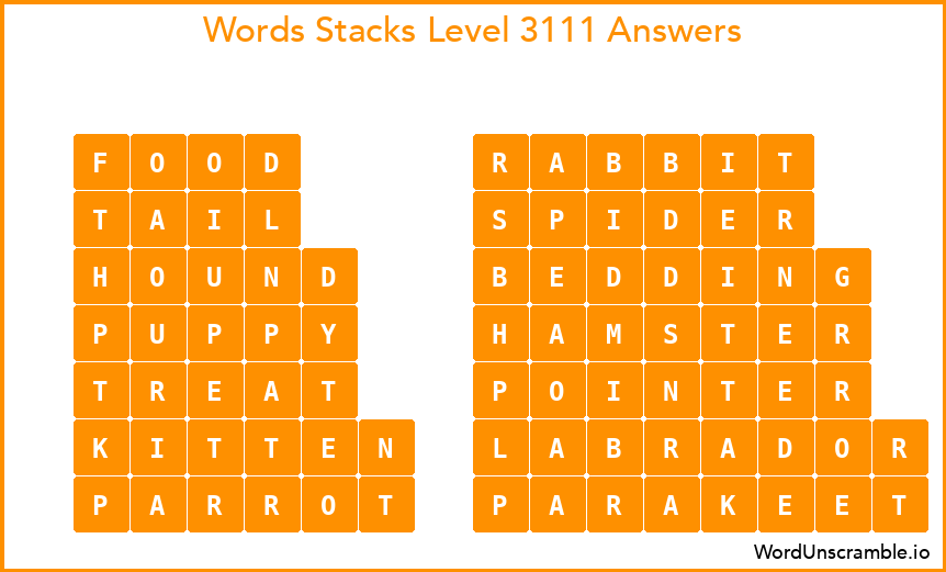 Word Stacks Level 3111 Answers
