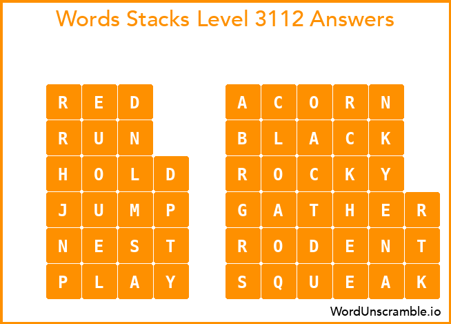 Word Stacks Level 3112 Answers