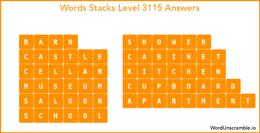 Word Stacks Level 3115 Answers
