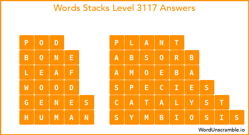 Word Stacks Level 3117 Answers
