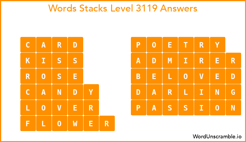 Word Stacks Level 3119 Answers