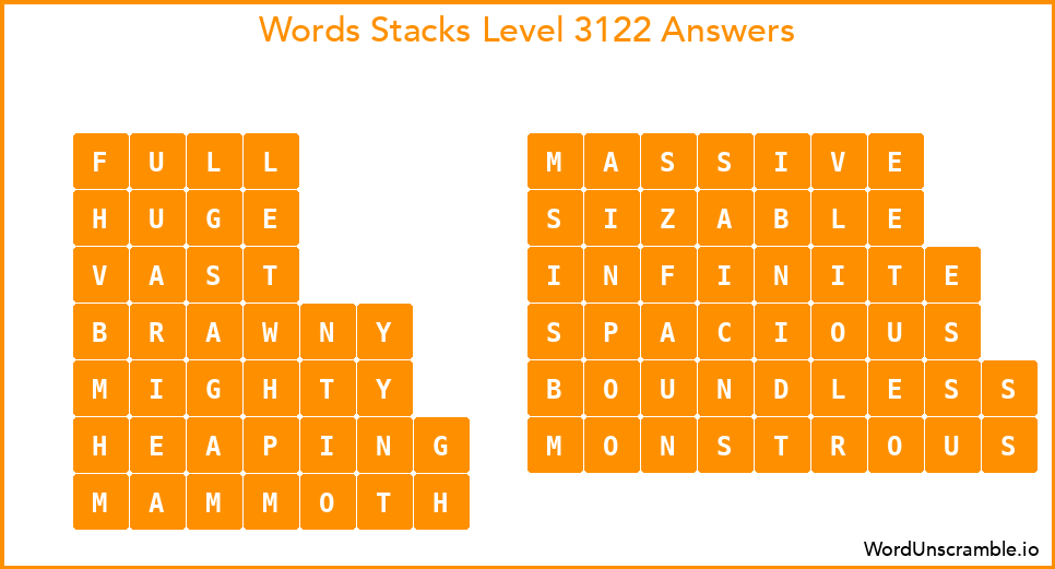 Word Stacks Level 3122 Answers