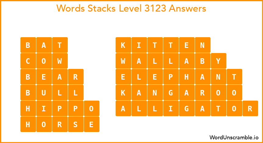 Word Stacks Level 3123 Answers
