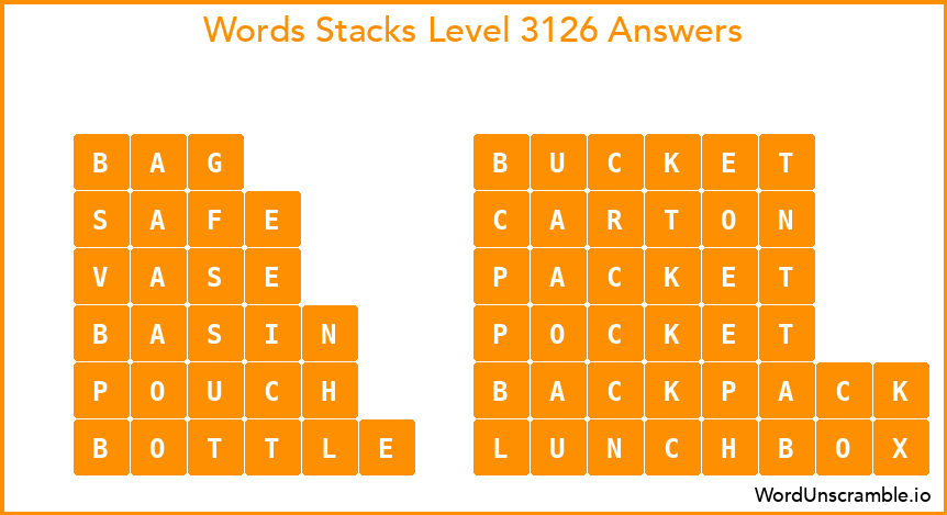 Word Stacks Level 3126 Answers