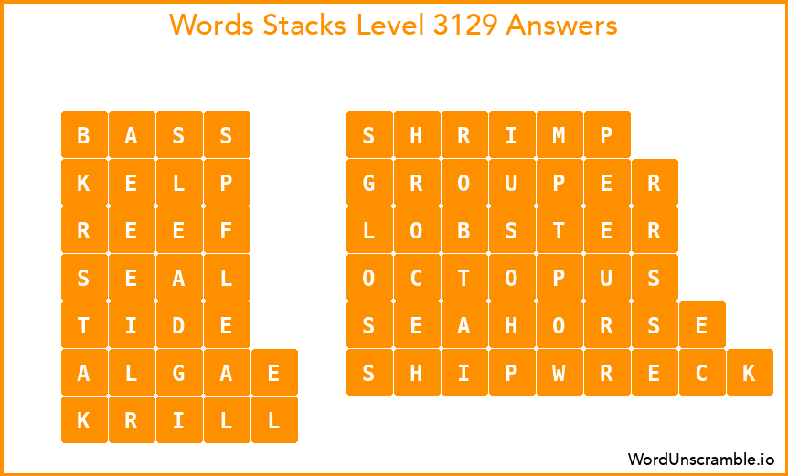 Word Stacks Level 3129 Answers