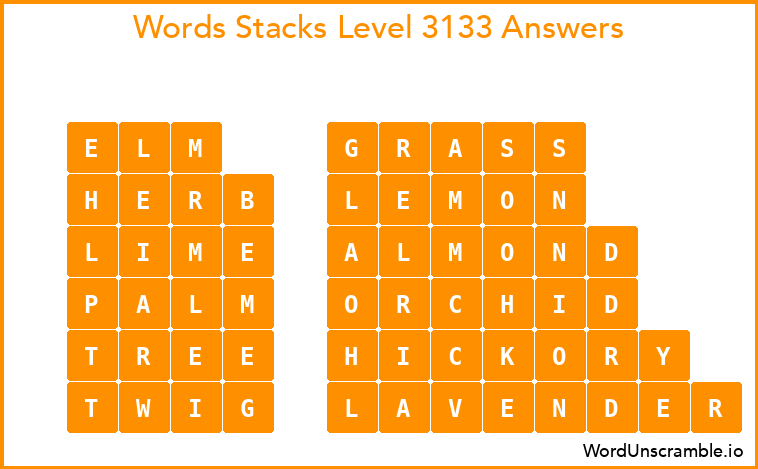 Word Stacks Level 3133 Answers