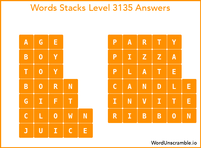 Word Stacks Level 3135 Answers