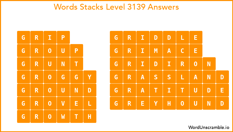 Word Stacks Level 3139 Answers