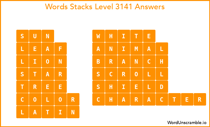 Word Stacks Level 3141 Answers
