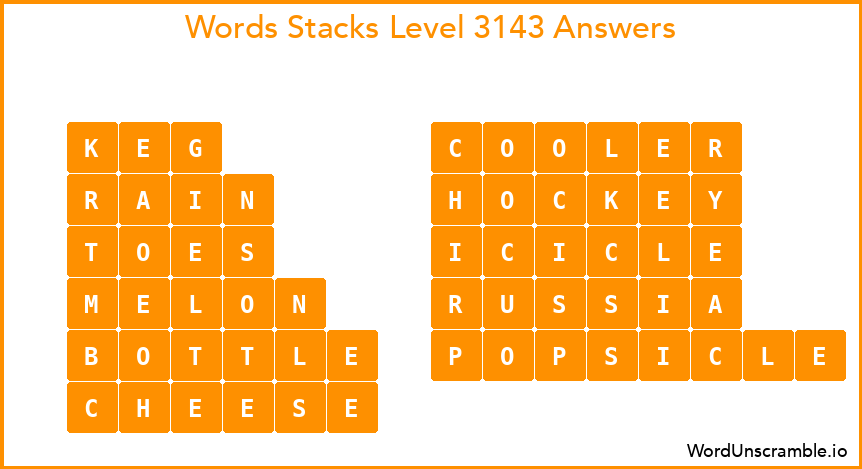Word Stacks Level 3143 Answers