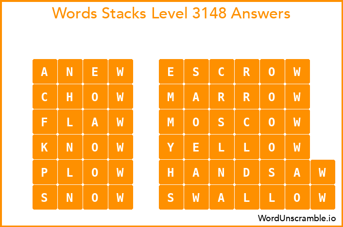 Word Stacks Level 3148 Answers