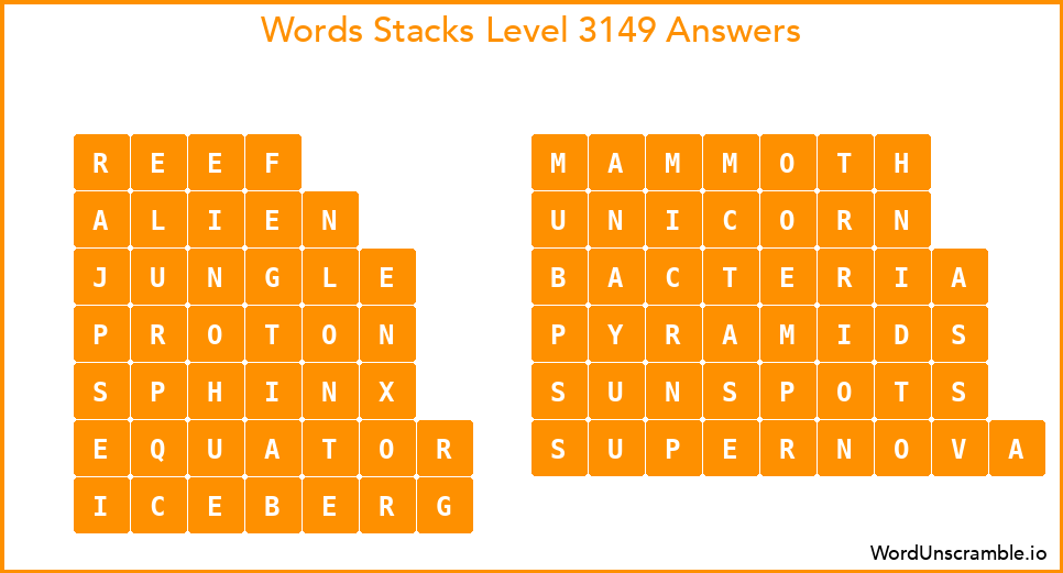 Word Stacks Level 3149 Answers