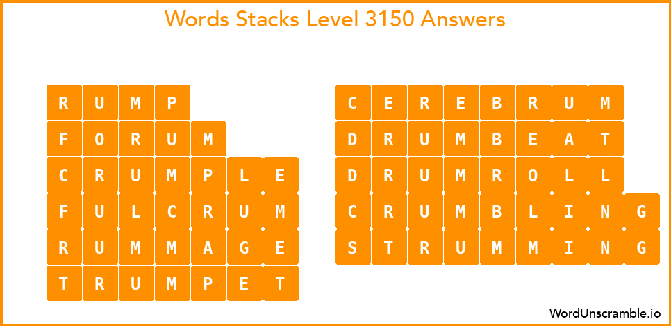 Word Stacks Level 3150 Answers