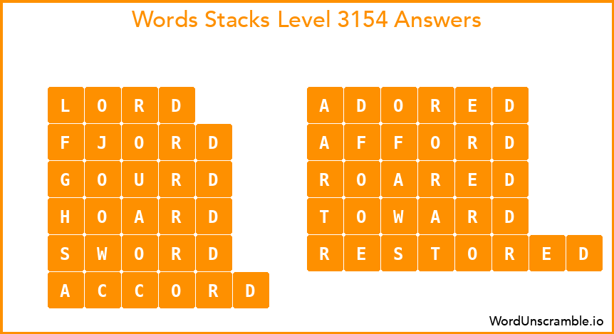 Word Stacks Level 3154 Answers