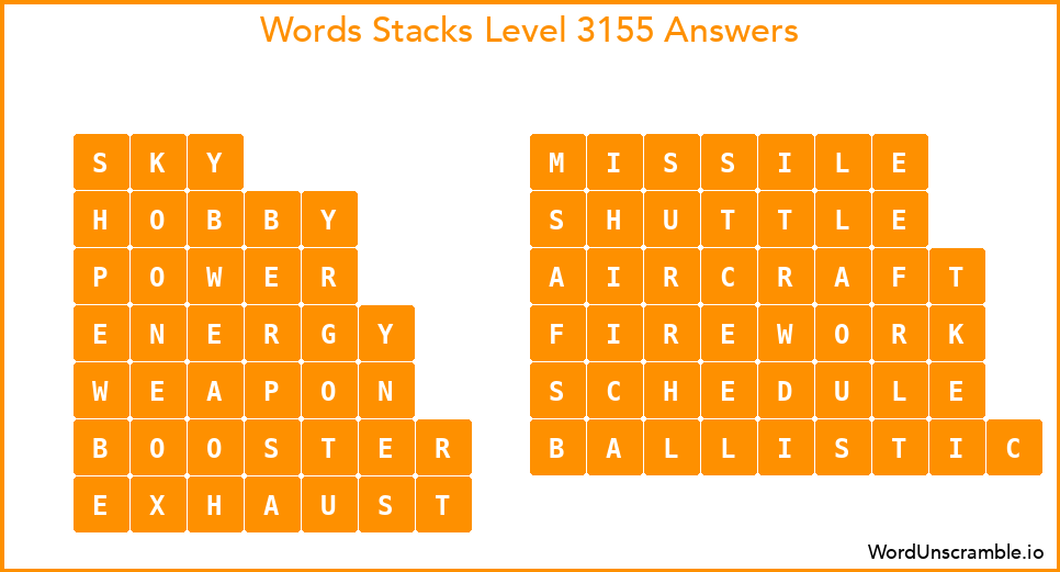 Word Stacks Level 3155 Answers