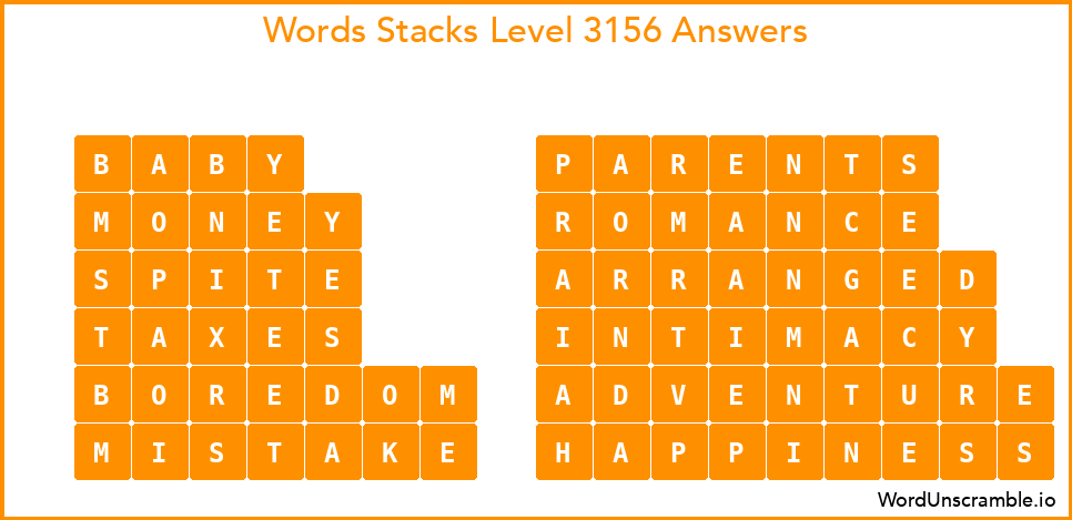 Word Stacks Level 3156 Answers