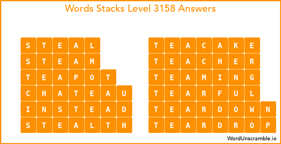 Word Stacks Level 3158 Answers