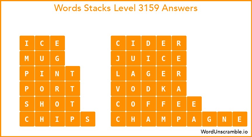 Word Stacks Level 3159 Answers