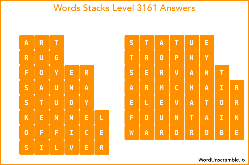 Word Stacks Level 3161 Answers