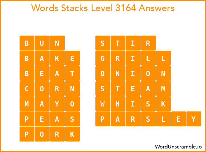 Word Stacks Level 3164 Answers