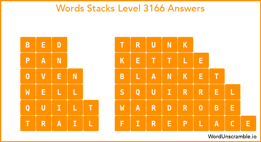 Word Stacks Level 3166 Answers