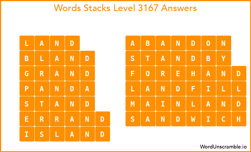 Word Stacks Level 3167 Answers