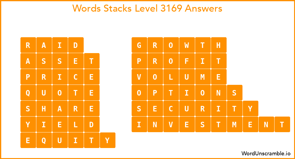 Word Stacks Level 3169 Answers