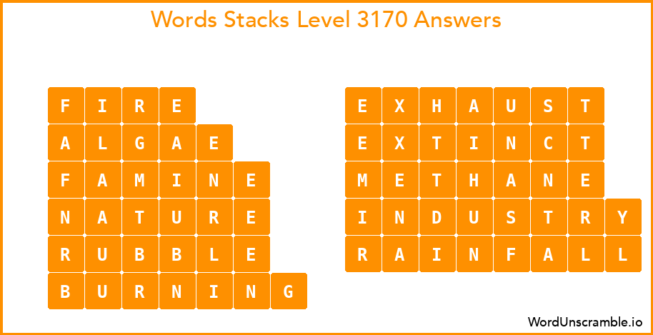 Word Stacks Level 3170 Answers