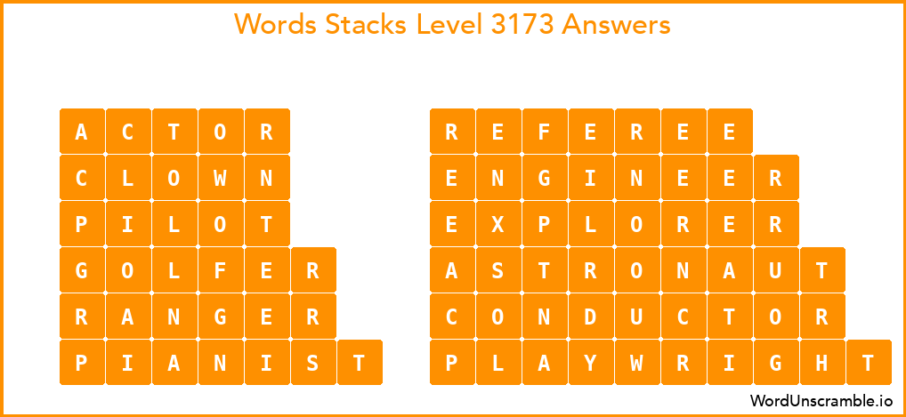 Word Stacks Level 3173 Answers