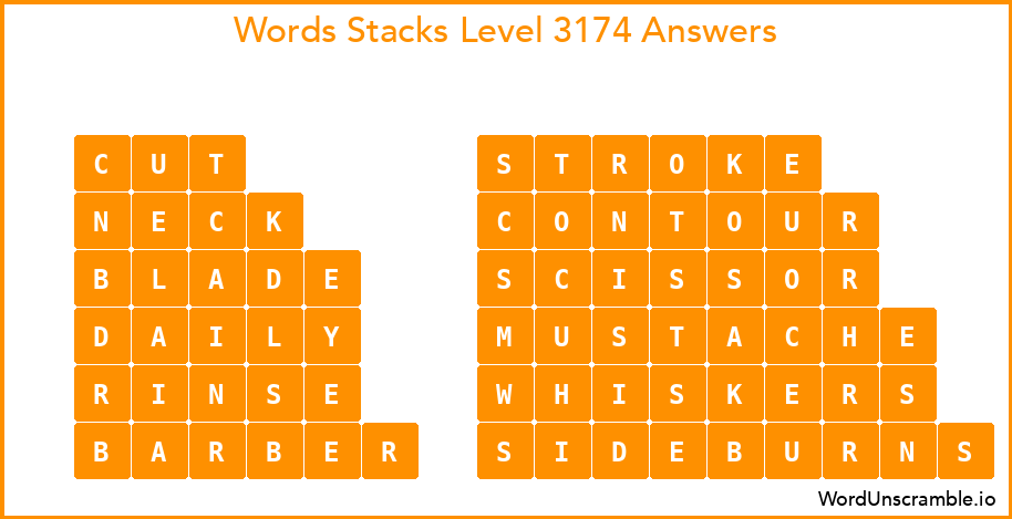 Word Stacks Level 3174 Answers