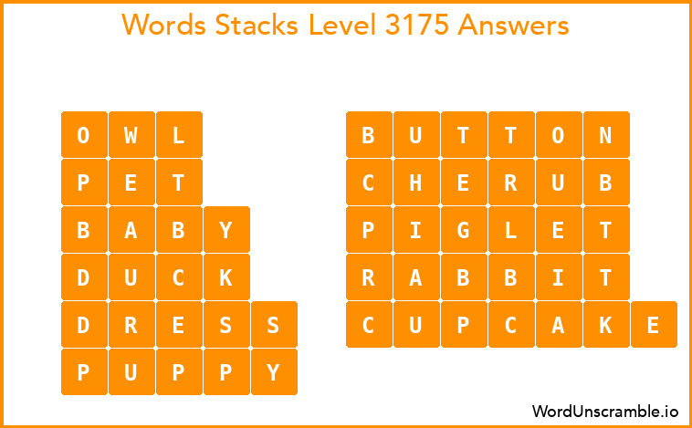 Word Stacks Level 3175 Answers