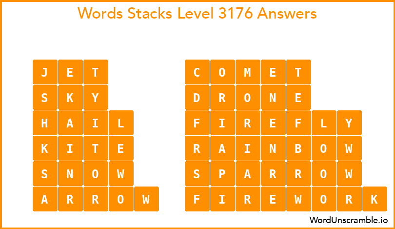 Word Stacks Level 3176 Answers