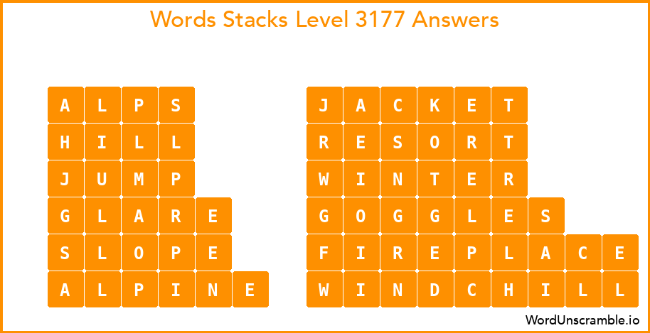 Word Stacks Level 3177 Answers