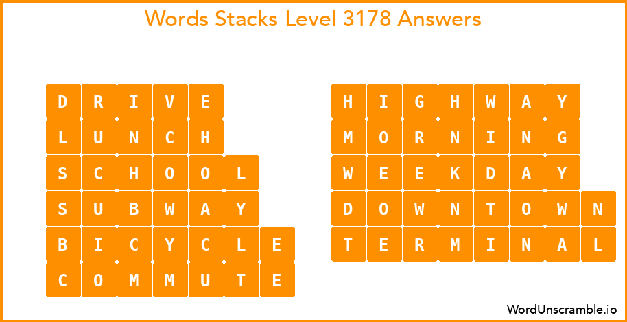 Word Stacks Level 3178 Answers