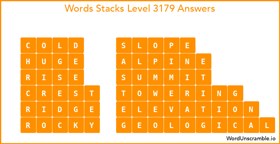 Word Stacks Level 3179 Answers