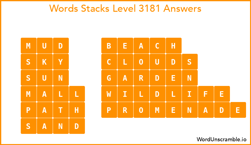 Word Stacks Level 3181 Answers