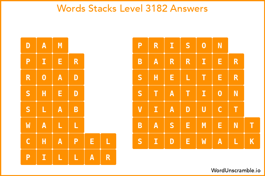 Word Stacks Level 3182 Answers