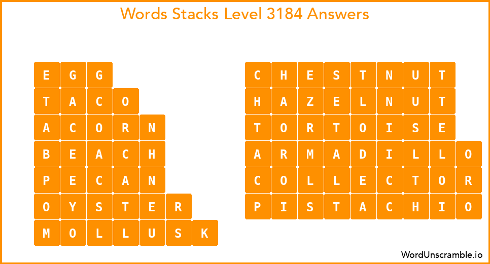 Word Stacks Level 3184 Answers