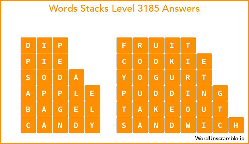 Word Stacks Level 3185 Answers