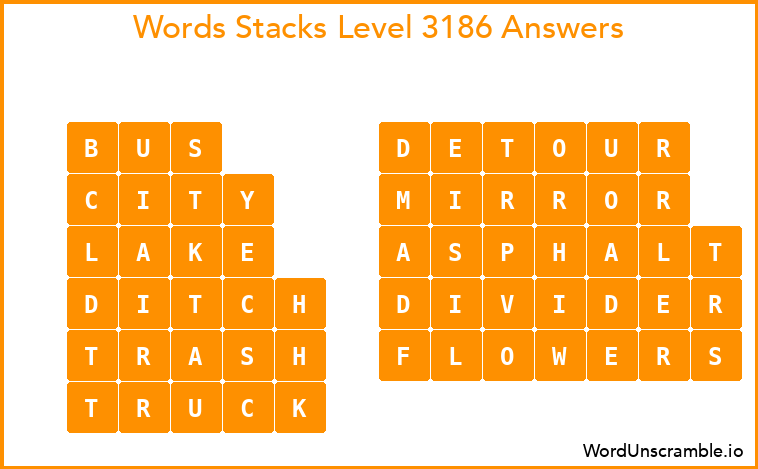 Word Stacks Level 3186 Answers