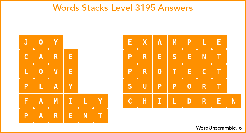 Word Stacks Level 3195 Answers
