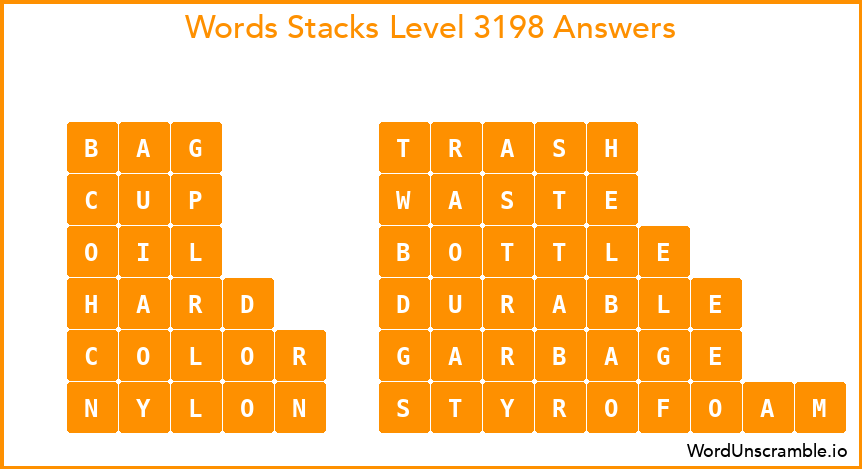 Word Stacks Level 3198 Answers