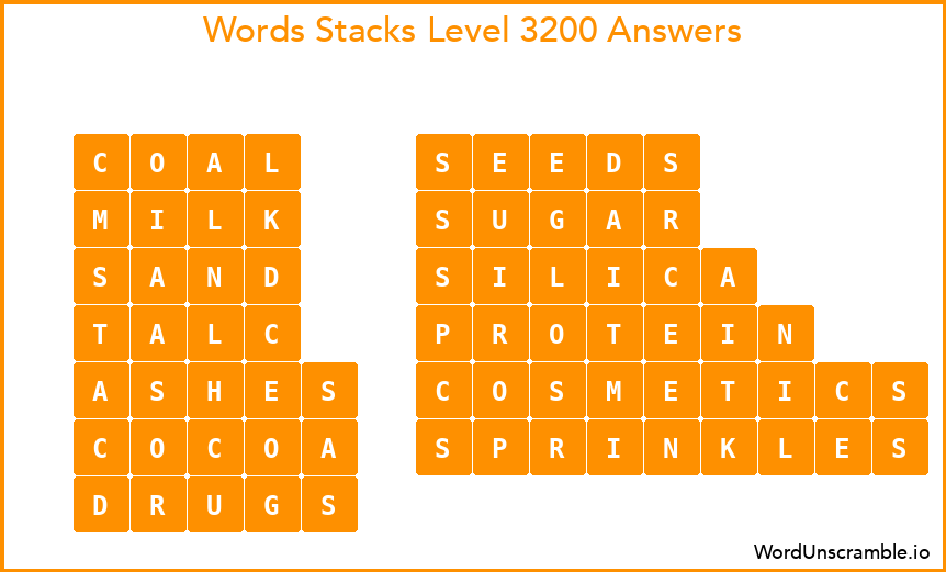 Word Stacks Level 3200 Answers
